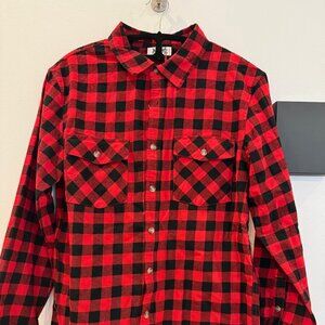 Woolrich Adult Buffalo Check Long Sleeve Button-Down Flannel Shirt, red,black